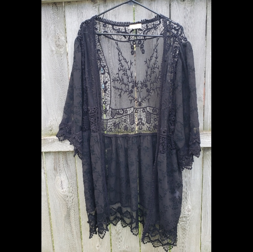 Black Lacy Kimono NWOT